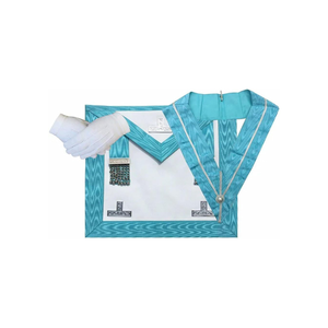 Cuello de rito escocés de 29 grados-Delantal de cuello de Casa de raso verde y estuche Royal Arch Delantal de vestido completo con respaldo azul - Product Image 1