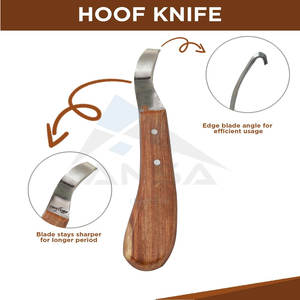 Couteau à sabot suisse de 7 pouces à double tranchant lame incurvée de qualité supérieure maréchal-ferrant poignée en bois couteau de coupe de sabot polyvalent - Product Image 4