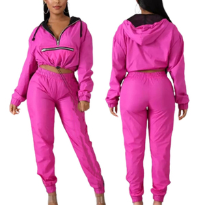 Survêtement Coupe-Vent de Grande Taille pour Femmes, Ensemble 2 Pièces, Pantalon de Jogging, Taille Haute, Manches Longues, Couleur Contrastée - Product Image 4