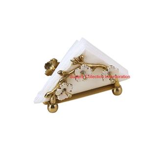 Servilletero de diseño Floral de latón dorado de la mejor calidad para mesa de comedor, soporte de tejido de Metal decorativo para cocina y decoración del hogar - Product Image 2
