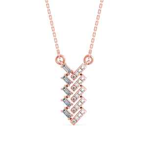 Collar con Colgante de Diamante Cultivado en Laboratorio, Corte Baguette y Redondo, en Oro Sólido de 14k, Joyería Minimalista de Diamante Cultivado en Laboratorio a Precio de Mayoreo - Product Image 5