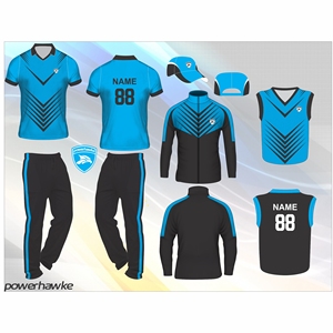 Ensemble de vêtements de sport de cricket magnifiquement conçu avec un nom d'équipe personnalisé et un logo de designer coloré pour les garçons adultes - Product Image 1