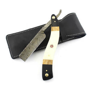 Maquinilla de afeitar recta de acero de Damasco Vintage, afeitadora en húmedo cortada en la garganta, maquinilla de afeitar en húmedo con correa de afilado y bolsa - Product Image 4