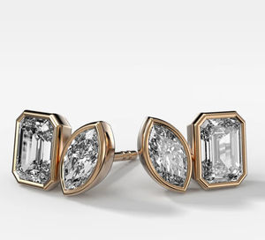 Certifié IGI 2.00 CT paire de toi et moi lunette ensemble clous de diamant émeraude marquise coupe haute demande boucles d'oreilles cultivées en laboratoire de l'Inde - Product Image 4