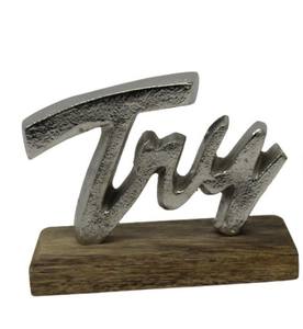 Objet décoratif en aluminium de conception moderne fait à la main avec base, couleur laiton fantaisie pour la décoration de table, artisanat en métal - Product Image 2