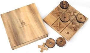 Jeu de Tic Tac Toe en bois avec boîte à assiettes pour casse-tête Puzzles à l'occasion Noël Pâques Retour école fête des pères Diwali - Product Image 3