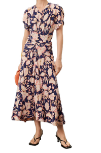 เดรสลายดอกไม้สีชมพูและสีฟ้ามีสไตล์สำหรับผู้หญิงที่มีดีไซน์ไม่ซ้ำใครเหมาะสำหรับคืนเดทในฤดูร้อนในราคาที่ดีที่สุดจากอินเดีย - Product Image 2