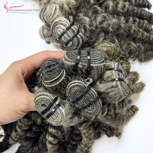 Pelo gris rizado al vapor 100% cabello humano vietnamita crudo paquetes de muy alta calidad precio al por mayor - Product Image 2