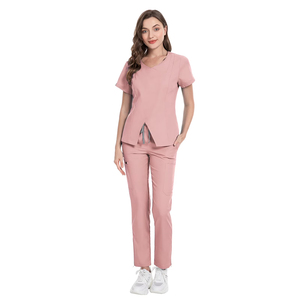 Las señoras de alta calidad Scrubs Uniforme Color rosa claro Enfermería médica de moda Estilo de carga Pantalones Scrubs Uniformes Conjuntos - Product Image 1
