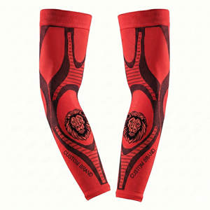 Manguitos de compresión deportivos OEM de diseño personalizado con estampado propio, transpirables, que absorben la humedad y brindan soporte muscular, al por mayor. - Product Image 4