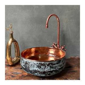 Vente chaude Évier de navire à bol unique en cuivre antique de haute qualité Finition brossée à la main Installation sous le comptoir Facile à nettoyer - Product Image 1