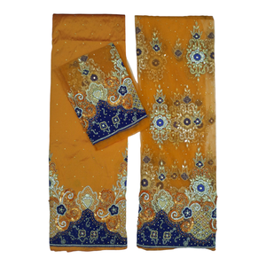 Robe de mariée indienne perlée à la main en soie brute George Wrapper haute demande Style IGBO Design africain pour adultes 5 Yards femmes - Product Image 2