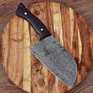 2023เหล็กดามัสกัสเซอร์เชฟมีดโกนแบบเซอร์เบียปลอกหนังคาร์บอนด้ามจับไม้สำหรับใช้ในครัว - Product Image 2