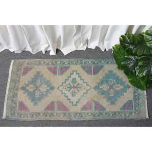 พรมขนสัตว์3.4ft สีเบจสีน้ำเงินคลาสสิก1.6 x แบบแฮนด์เมดรูปทรงสี่เหลี่ยมผืนผ้าตุรกีสำหรับห้องนั่งเล่นขนาดใหญ่สำหรับวัยรุ่น - Product Image 1