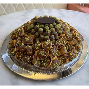 ทำจากถาดช็อคโกแลตโลหะสีทองพร้อมด้ามจับใบแปะก๊วยถาดนำเสนอช็อคโกแลตสำหรับงานปาร์ตี้หรืองานอื่นๆ - Product Image 5