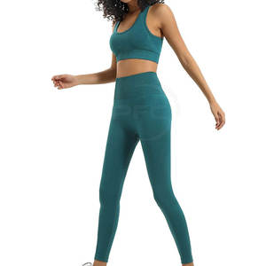 Ensemble de yoga taille plus professionnel OEM pour femmes, séchage rapide respirant avec taille élastique motif solide - Product Image 4