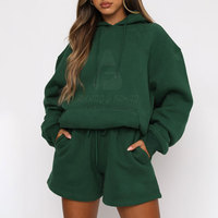 Ensemble de survêtements pour femmes en polyester/coton écologique, style streetwear, décontracté, hiver, taille plus, 2 pièces, couleur/logo personnalisé