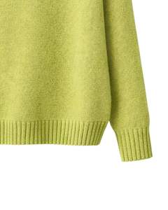 Pull en tricot à col polo pour femme sur mesure Vert lime Manches longues Pull décontracté doux pour l'hiver Vêtement de tous les jours Vente en gros Mode - Product Image 6
