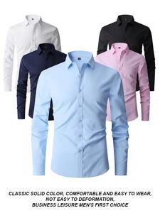 Camisa de satén para hombre de alta calidad elástica delgada de manga larga transpirable de un solo pecho de lujo banquete social vestido formal estampado - Product Image 2