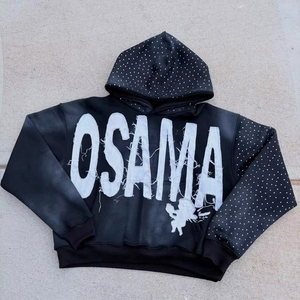 Sudadera Corta con Cierre, Estilo Vintage, con Bordado, Parches, Apliques Desgastados, Gráfico Personalizado, Lavado Ácido, 100% Algodón - Product Image 1
