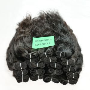 100% naturel brut vierge couleur noire faisceaux ondulés fabrication vietnamienne temple extensions de cheveux humains - Product Image 2