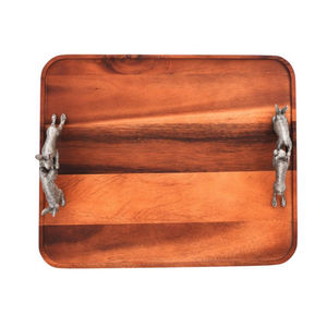 Plateau de service en bois avec poignée au design animal Plateau de table élégant Plateau de service à aliments Snacks Dessert Plateau de service à vendre - Product Image 1