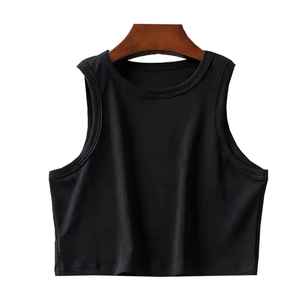 Customized High Quality 2025 Ladies <b>Knitted</b> Casual Sport O-Neck Cotton <b>Ribbed</b> White Crop Tank Tops for Women - Product Image 4