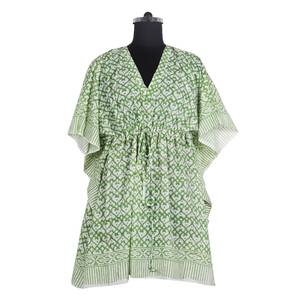 KFSL002 2025 Sexy Girl Cotton Kaftan for Woman Short Beach Wear <b>Top</b> Quality Hand Block Printed Floral Design Kaftan Free Size - Product Image 5