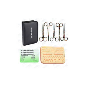 Steel Scissors and Forceps for Minor Surgery Training Curved Suture Pad Practice Kit Manual and Power Surgical <b>Medic</b> Instruments - Product Image 1