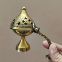 Brûleur d'encens en laiton doré artisanal et durable pour Bakhoor et encens en poudre, design moderne minimaliste MHQ