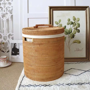 Panier de rangement en rotin vintage avec couvercle au meilleur prix-parfait pour la maison et le bureau - Product Image 2