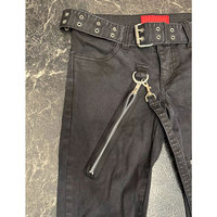 Pantalon noir HIGH Gothic Grunge avec chaînes, bretelles et fermetures éclair, coupe slim pour femmes, 2026