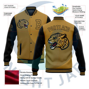 เสื้อแจ็กเก็ตเลตเตอร์แมนมีสไตล์ผ้าบางปกคอตั้งแขนหนังสำหรับฤดูหนาว - Product Image 6