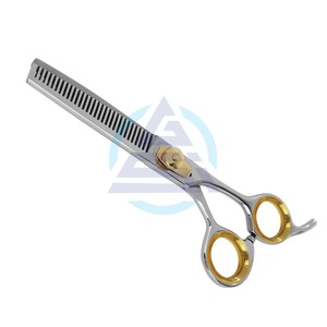 Tijeras de Entresacar Profesionales Japonesas de Acero 440c, Tijeras de Entresacar de 6.5 Pulgadas y 30 Dientes con Toque Dorado para Cortar el Cabello - Product Image 1