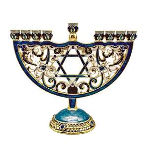 Menorah à plusieurs branches en aluminium de qualité supérieure, plaqué nickel, pour les fêtes, design classique et traditionnel, décoration d'intérieur - Product Image 4