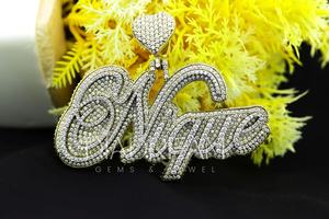 Colgante Personalizado con Nombre y Diamantes de 2.25 Quilates, Plata de Ley Chapada en Oro Amarillo, Joyería Hip-Hop con Incrustaciones de Diamantes para Hombre - Product Image 5