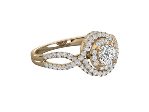 Igi แหวนฮาโลแบบคู่สำหรับผู้หญิงก้านแยกสีทองและเหลืองสำหรับ VVS1 0.5CT ได้รับการรับรองจาก IGI - Product Image 3