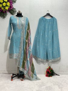 พลาซโซมีสไตล์พร้อมชุดเคอร์ติสำหรับผู้หญิงที่สวมใส่สบายและจับคู่กับกางเกงขาบานเหมาะกับเทศกาล - Product Image 5