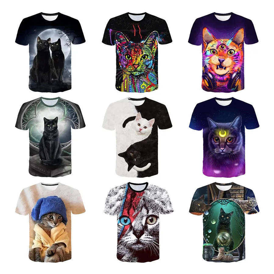 Cute Cat 3D Printed T-shirt for Men 2022 Fashion Funny Animals 3d Printing T Shirt From Men's Over Size Casual Fashion Tshirts
