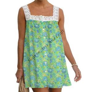 Casual Women's <b>Lace</b> <b>Top</b> Block Printed Floral Design V-Neck Collar Soft Cotton Sleeveless Beautiful Hand Block Printed Cotton - Product Image 2