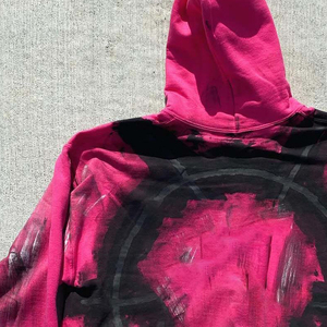 เสื้อสเวตเชิ้ตมีฮู้ดสีชมพูขนาดใหญ่พิเศษพร้อมพู่ตกแต่งลายการ์ตูนแบบวาดด้วยมือสำหรับใส่ลำลองในฤดูใบไม้ร่วง - Product Image 5