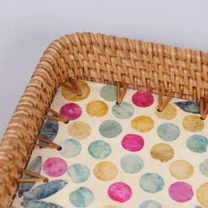Plateau de service rectangulaire en nacre écologique avec motif de points de couleur en rotin, fait à la main, en vrac, pour la cuisine, le restaurant et le café - Product Image 6