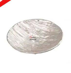 Plato para servir alimentos y aperitivos con acabado plateado de metal de forma redonda de alta tendencia para restaurante y bar de hotel - Product Image 1