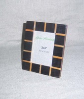 Cadre photo personnalisé en résine artisanale 4x4 pouces, rayé rouge, noir et blanc, fait main, moderne, imprimé UV, léger et étanche
