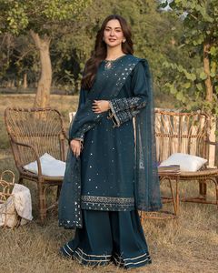 ชุดเดรสสนามหญ้าแท้สำหรับผู้หญิงชุดพื้นเมืองปากีสถานแบบเรียบง่าย100% อินเดียหรูหรา - Product Image 2