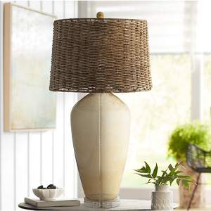 Handmade Customized Design Farmhouse Style Rattan Cane Desk Lamp with 2700K Warm White LED Shade Table Lamp <b>Decorative</b> <b>Lighting</b> - Product Image 3