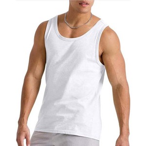Gilet de sport respirant en coton et polyester blanc pour hommes, débardeurs d'entraînement, maillots de corps pour hommes, streetwear, vente en gros - Product Image 1
