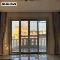 Porte coulissante en aluminium, porte patio coulissante insonorisée à double vitrage Low-E pour projets de balcon, villa, hôtel, appartement