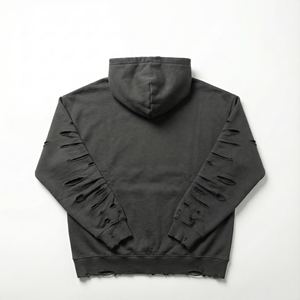 Sweat à capuche pour femme en molleton de coton 500 g/m², imprimé en relief, strass, effet vieilli, pull à badge, streetwear, vente en gros, personnalisable, en vrac - Product Image 2