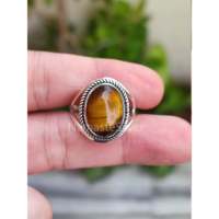 Natürlicher Tigerauge-Ring aus 925er Sterlingsilber, handgefertigt, ovaler Edelstein, Boho-Stil, Statement-Ring für Damen